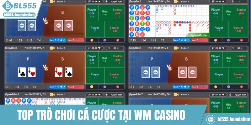 Top trò chơi cá cược tại WM Casino
